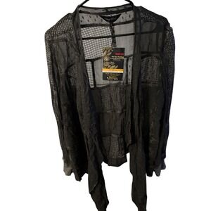 Young Threads Black Patchwork‎ Sheer Cardigan Kimono Lightweight